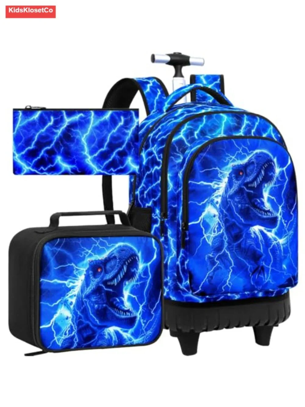 Rolling Backpack Boys 3PCS Set with Lunch Bag Wheeled Bookbag Kids Travel